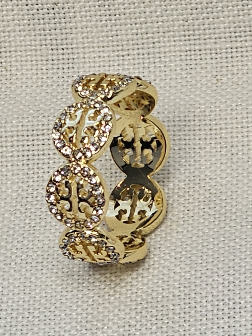 Tory Burch Miller Gold Tone Pave Ring New
